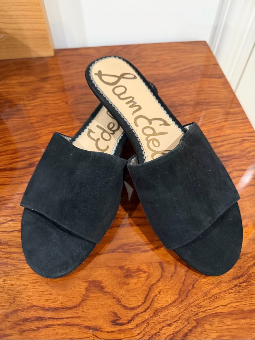 Sam Edelman Black Suede Slide Mules